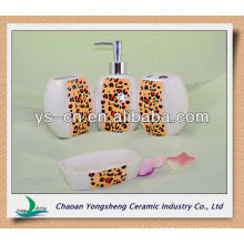 Conjunto de acessório sanitário de banheiro de cerâmica sanitária de impressão de leopardo sexy para senhoras